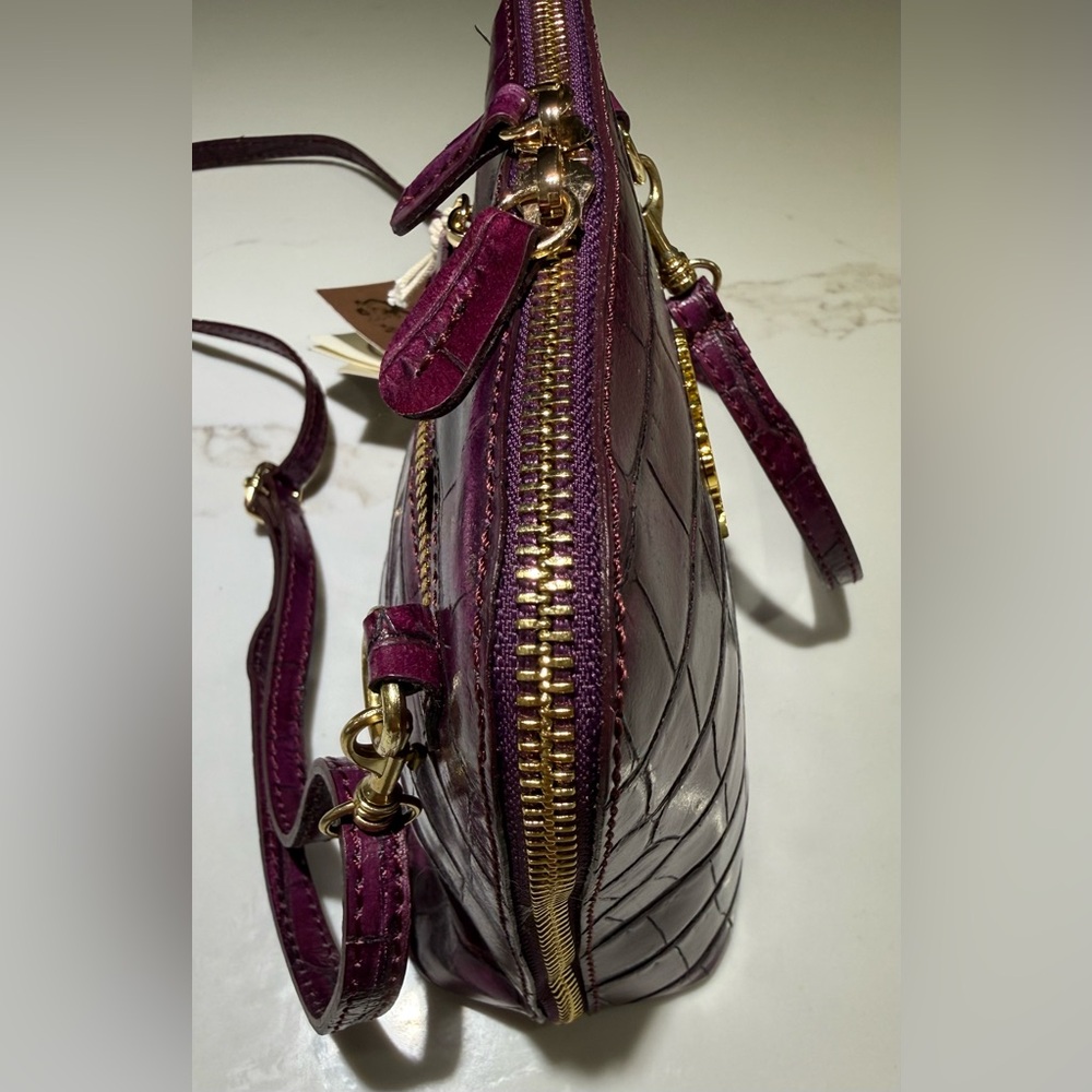 PRATESI Italian Firenze Leather Crossbody with Storage bag, Purple - Picture 15 of 16